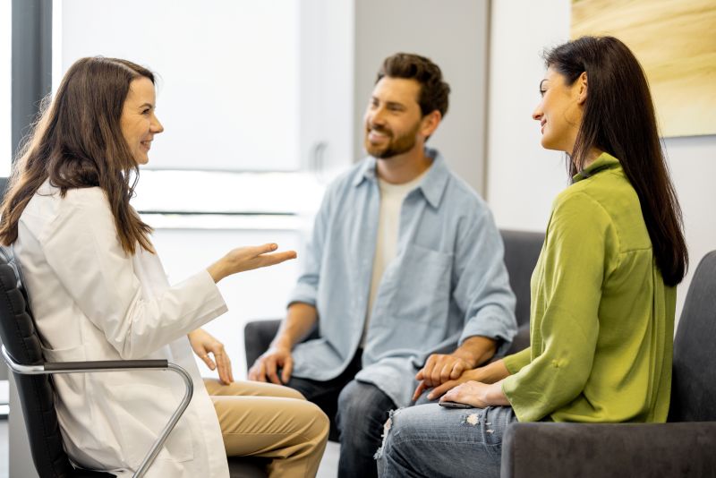 Doctor talking to patient couple